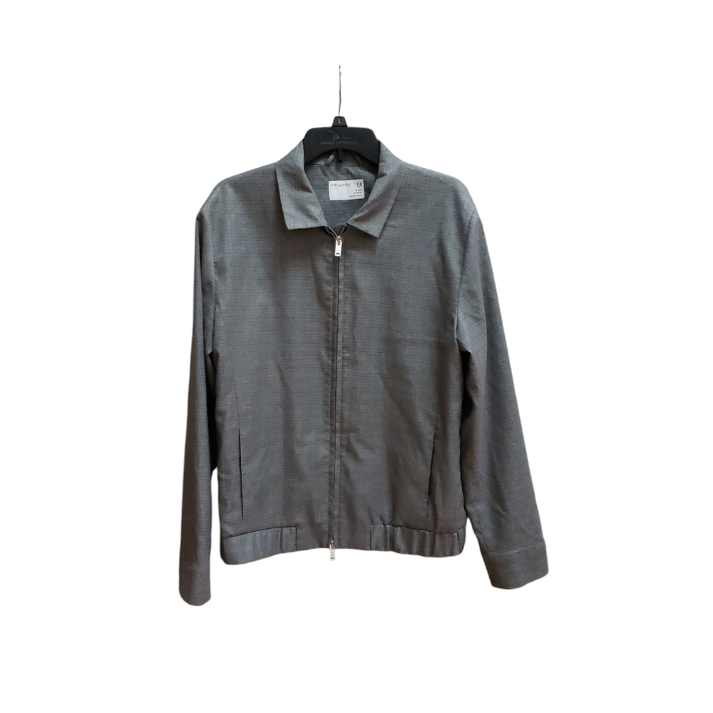 Primark Lightweight Jacket Mens Size M Gray Plaid Full Double Zip Lined Business